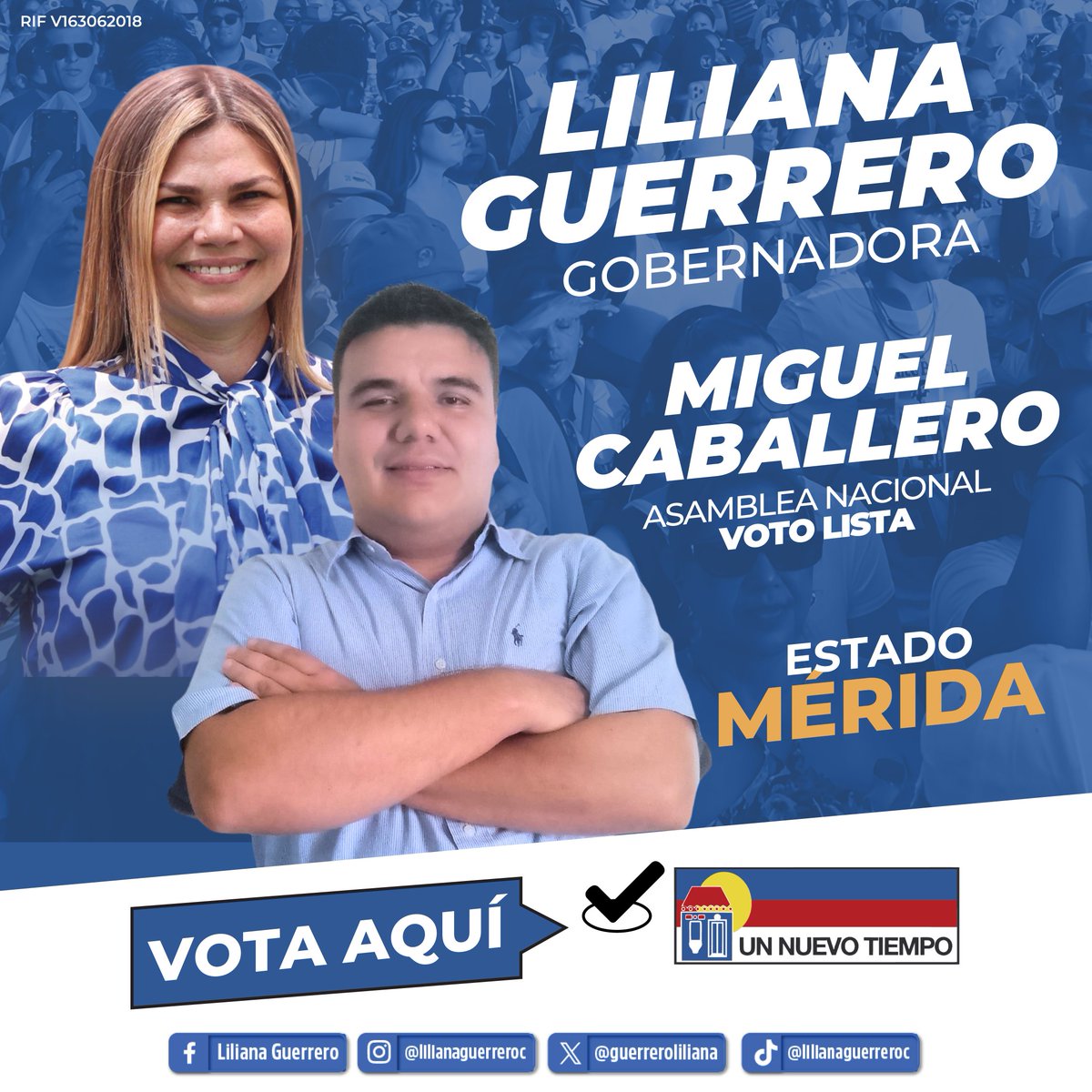 Miguel Caballero, joven de Santa Cruz de Mora, candidato lista a la Asamblea Nacional, trabaja por equidad, empleo y educación. Con <a href="/guerreroliliana/">Liliana Guerrero</a>, nuestra candidata a la Gobernación, construyen un futuro mejor.

Vota este #25Mayo en la tarjeta de <a href="/partidoUNT/">Un Nuevo Tiempo</a>

#MeridaEsLaRazon