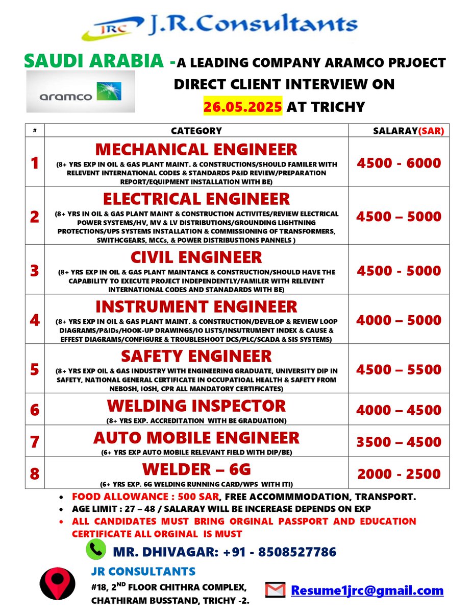 JRCTRICHY's tweet photo. #gulfjobs #SaudiArabia #saudijobs #Aramco #abroadjobs #gulfjobs #gulfvaccancy #gulf #saudijobs https://t.co/LGJ5y6alqR
