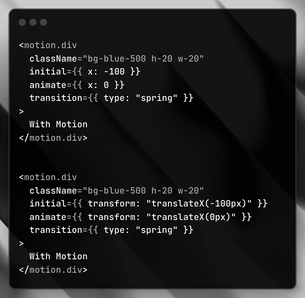 rjv_im's tweet photo. Both are essentially the same, but the first
version performs better because it's not raw CSS Transform https://t.co/bObKQ70pvC