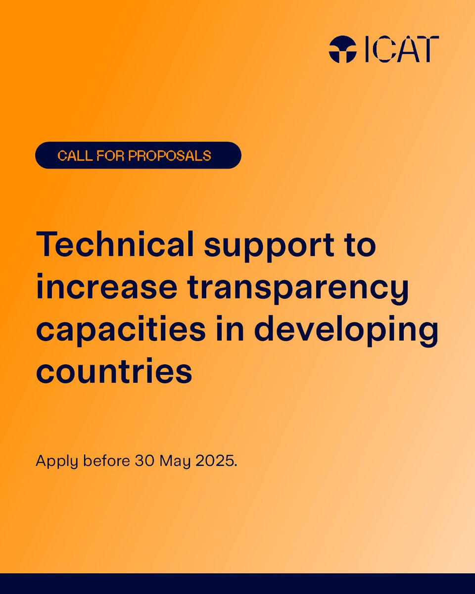 📢 Call for Proposals: Technical Support for Climate Transparency!

ICAT seeks organizations to provide technical support to its partner countries to strengthen and effectively implement their NDCs.

Apply before 30 May! climateactiontransparency.org/call-for-propo…