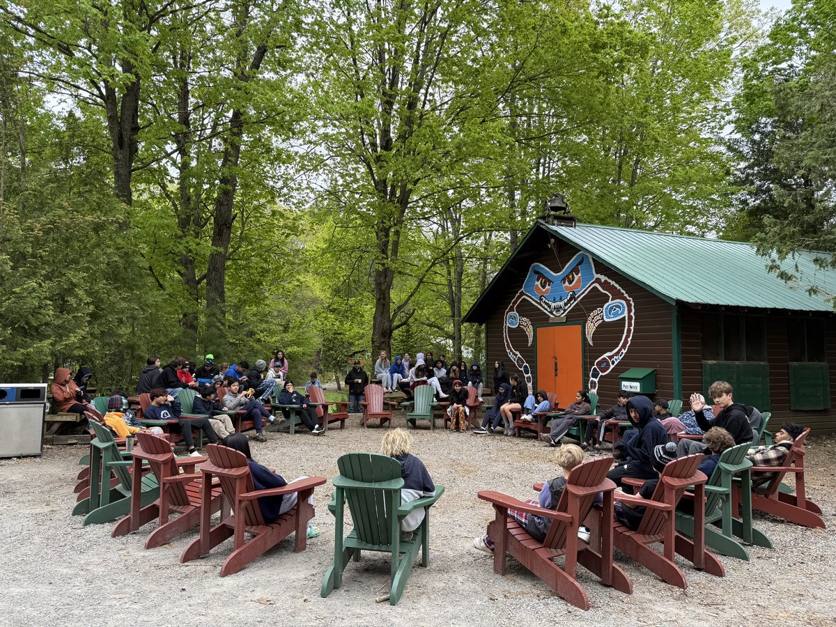 Morning Meeting with cloudy skies &amp; a chill in the air to start Day 2 at <a href="/KilcooCamp/">Kilcoo Camp</a>.