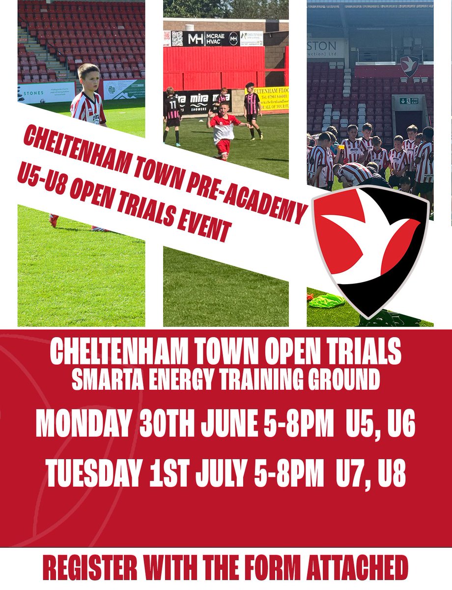 🚨 𝗣𝗥𝗘-𝗔𝗖𝗔𝗗𝗘𝗠𝗬 𝗢𝗣𝗘𝗡 𝗧𝗥𝗜𝗔𝗟𝗦 🚨

We're hosting open trials for our Pre-Academy on June 30th and July 1st ⚽

It's open for U5-U8s at the Smarta Energy Training Ground and you can register your interest now ⬇️

forms.gle/N1SnVxw1gGyHbw…

#ctfcacademy♦️