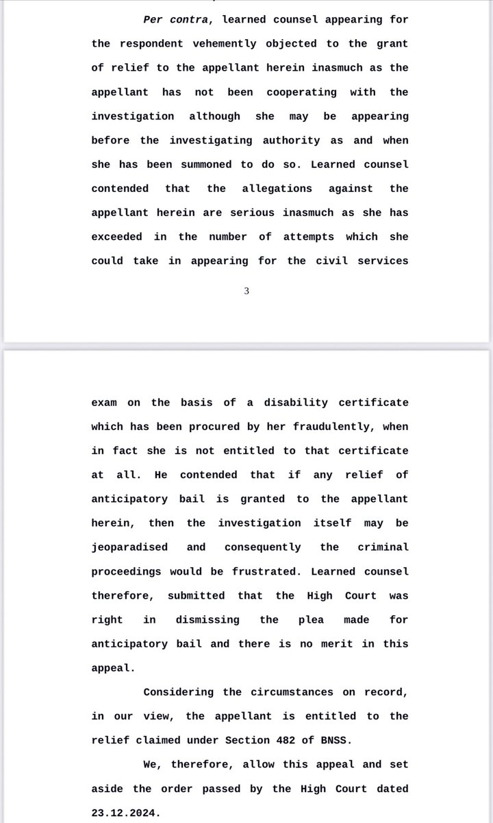 VijayKumbhar62's tweet photo. Sacked IAS trainee Puja Khedkar gets anticipatory bail from the Supreme Court!

Despite serious charges under IPC, IT Act & Disabilities Act, she walks free with ₹25,000 bail & conditions.

Justice for the powerful, delays for the truth?
#PujaKhedkar #Anticipatory_Bail #IASScam #SupremeCourt #JusticeDelayed