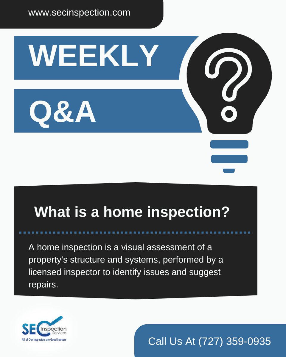 G00dL00ker's tweet image. Ensuring your future home is safe and sound – trust a thorough inspection today!
Read more FAQ here: secinspection.com/faq/

(727) 359-0935

#PeaceOfMindGuaranteed #VerifiedRepairs #HomeInspectionExperts #HomeRepairsDoneRight #CertifiedInspectors #PostRepairPeace #HomeTips