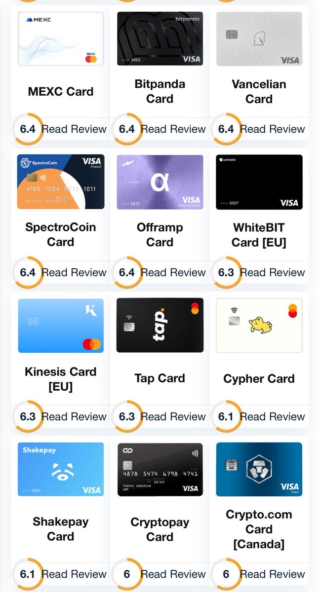 Crypto debit cards 💳: All Cards Available for Thailand 🇹🇭