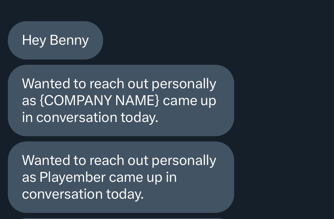 Best dm of the day. 

BD outreach at its finest.