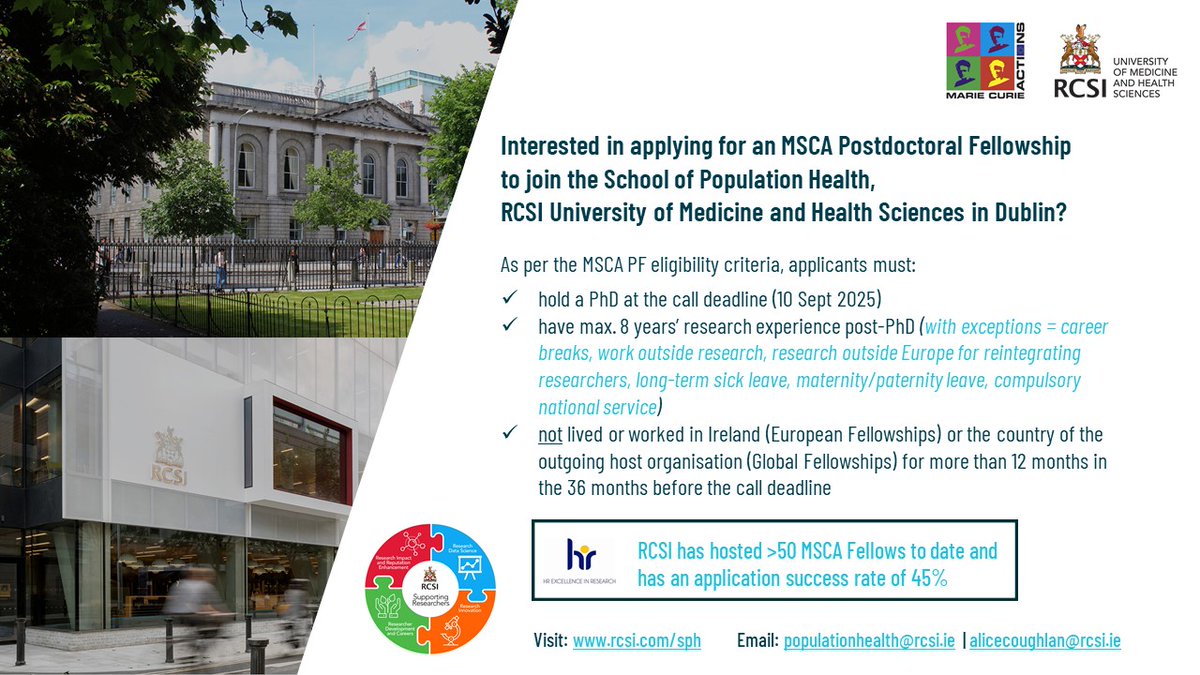 RCSI School of Population Health (@rcsi_pophealth) on Twitter photo .<a href="/RCSI_PopHealth/">RCSI School of Population Health</a> is inviting expressions of interest for the two-year European Postdoctoral Fellowships, a Horizon Europe <a href="/MSCActions/">Marie Skłodowska-Curie Actions</a>.
We would like to hear from experienced researchers in population & public health, epidemiology, data science, health economics, health .<a href="/RCSI_PopHealth/">RCSI School of Population Health</a> is inviting expressions of interest for the two-year European Postdoctoral Fellowships, a Horizon Europe <a href="/MSCActions/">Marie Skłodowska-Curie Actions</a>.
We would like to hear from experienced researchers in population & public health, epidemiology, data science, health economics, health