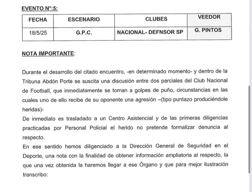 Una persona herida de arma blanca en la tribuna, terrible