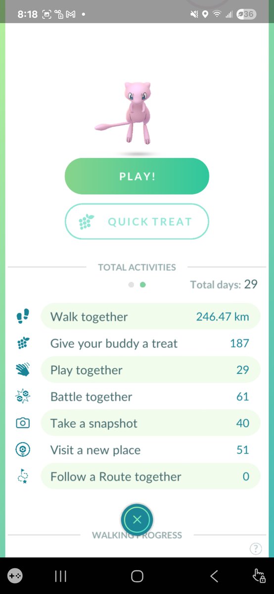 realgreenzebra's tweet photo. @NianticHelp hey when do mew gets his best buddy badge asking cause I am way way pass 300 hearts https://t.co/3rOZqVGJ70