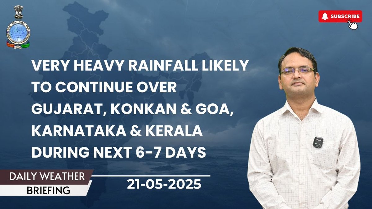 Indiametdept's tweet photo. Daily Weather Briefing English (21.05.2025)  

YouTube : https://t.co/1DYIGktVfp

#imd #india #rain #weatherupdate #weatherforecast #Rainfall #mausam #thunderstorm #hailstorm #heatwave

@moesgoi @ndmaindia @DDNational @airnewsalerts https://t.co/AoEPA634Qq
