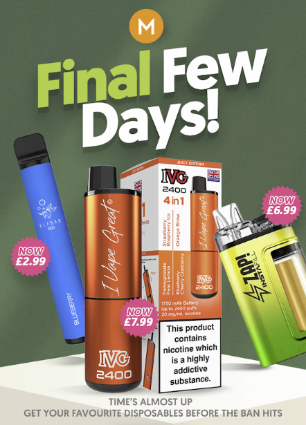 mistEliquid's tweet photo. Stock Up Now or Miss Out Forever
https://t.co/d7shQRIcqX
From June 1st, disposable #vapes will be banned across the UK. That means every single disposable,every flavour, every brand - will be pulled from shelves nationwide. https://t.co/Cvi9phNdF9
