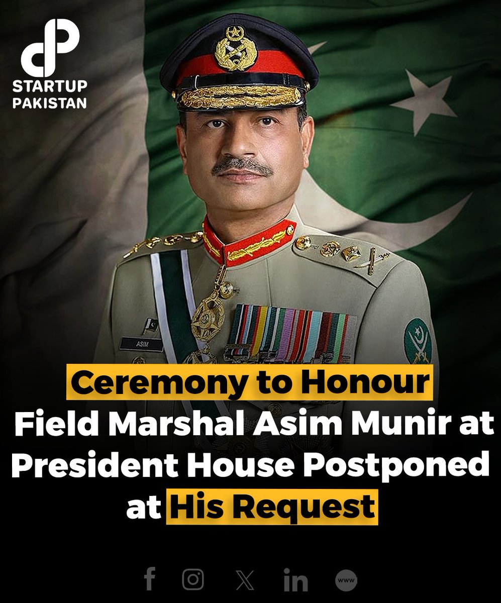 PakStartup's tweet photo. Following the unfortunate school bus incident in Khuzdar, a ceremony at Aiwan-e-Sadr to honour Field Marshal Asim Munir was postponed at his request, showing solidarity with the victi_ms. 

The post is for informational purposes only.

 #NationalSolidarity #LeadershipSupport https://t.co/sJ2u5qaYfP