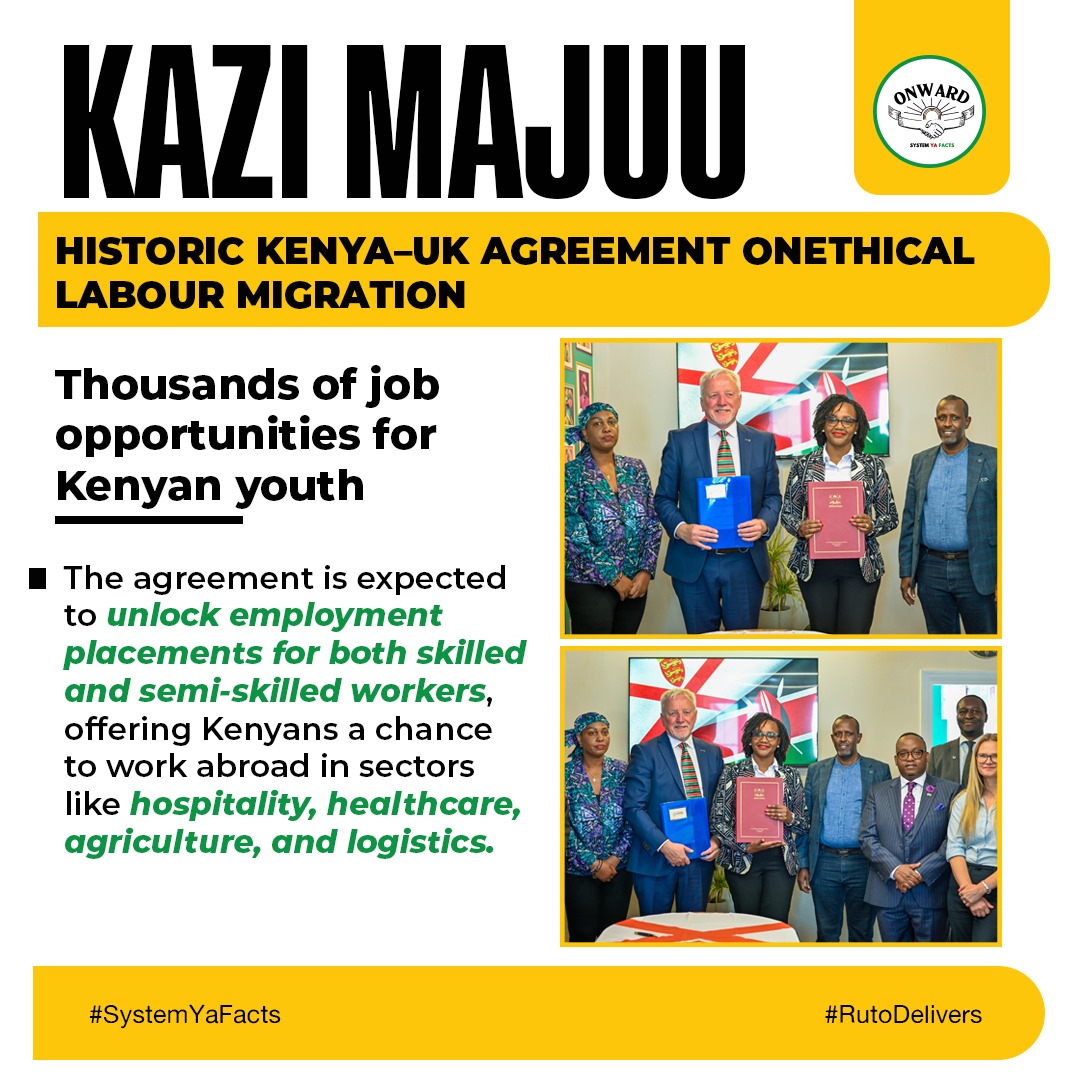 Mi_ssi_ssi_ppi_'s tweet photo. The MoU offer so many job opportunities for Kenyans to work abroad under  safe working environment and also offers good salaries 
# KaziMajuu https://t.co/NhBzVer9Ej
