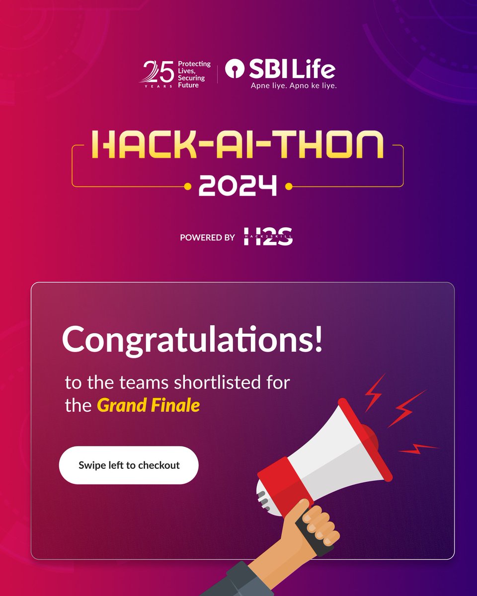 hack2skill's tweet image. 3 Cities. 4 Regional Demo Days. Endless innovation.

We’re thrilled to unveil the top finalists of the SBI Live Hack-AI-Thon, who are now headed to the Grand Finale in Mumbai.

Congratulations to all the finalists.

#HackAIthon #SBILife #Finalists #AIinnovation #Hack2skill