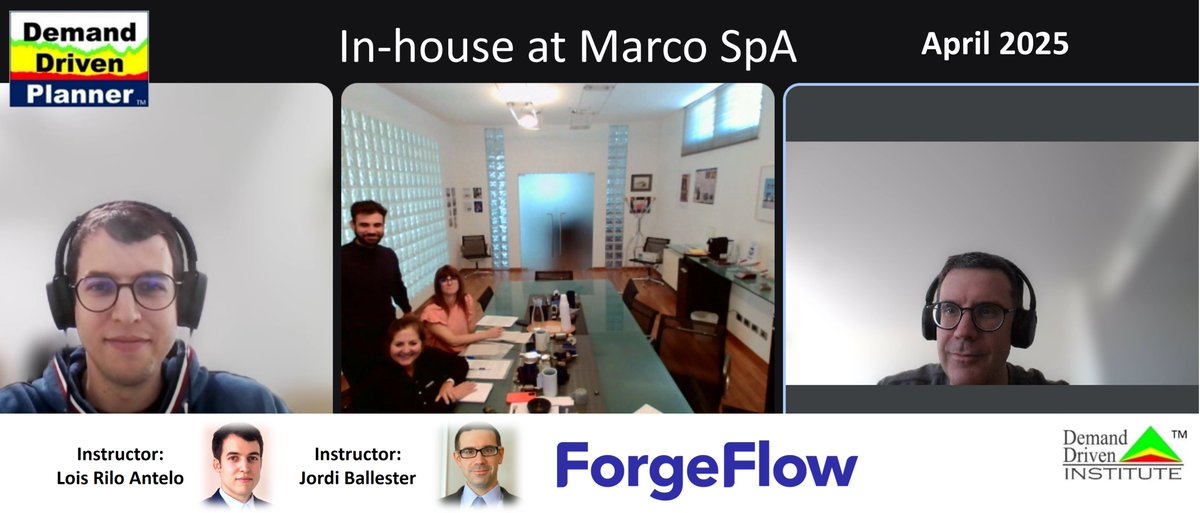 ddinstitute's tweet photo. Lois Rilo Antelo and Jordi Ballester Alomar of #ddiaffiliate ForgeFlow lead a Demand Driven Planner (DDP) program for personnel at Marco SpA. #ddpp #DDMRP #demanddriven #thoughtware #supplychaineducation #supplychaintransformation #supplychaininnovation https://t.co/FTgDLpkIek