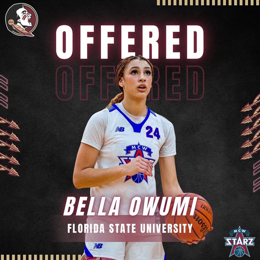 Bella Owumi (@bellaowumi24) on Twitter photo I’m so excited to receive a scholarship offer to play at Florida State! Thank you to <a href="/CoachFerrara/">Bill Ferrara Jr.</a> for the great conversation and feedback! Go Seminoles! 👏🏽 I’m so excited to receive a scholarship offer to play at Florida State! Thank you to <a href="/CoachFerrara/">Bill Ferrara Jr.</a> for the great conversation and feedback! Go Seminoles! 👏🏽