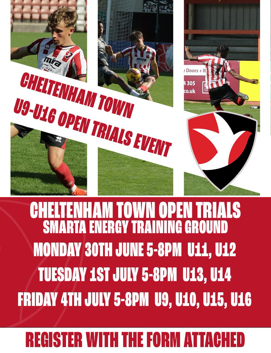 🚨 𝗔𝗖𝗔𝗗𝗘𝗠𝗬 𝗢𝗣𝗘𝗡 𝗧𝗥𝗜𝗔𝗟𝗦 🚨

We're hosting open trials for our Academy in June and July 📅

It's open for U9-U16s at the Smarta Energy Training Ground and you can register your interest now ⬇️

forms.gle/1qUujwCWNTv1mf…

#ctfcacademy♦️