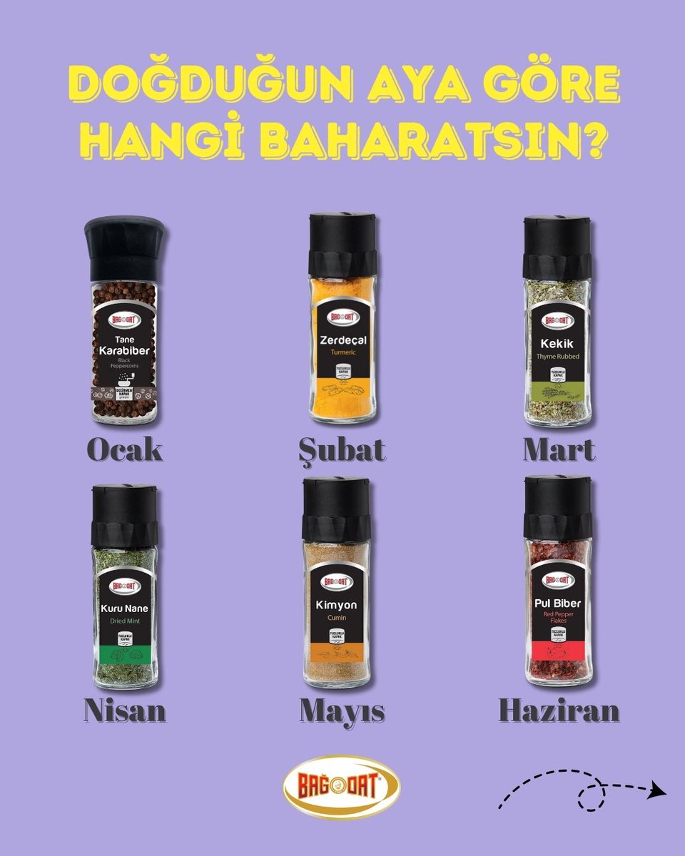 BagdatBaharat's tweet photo. 🌟 Doğduğun Aya Göre Hangi Baharatsın?

🗓️ Bakalım senin ruhunu hangi Bağdat Baharat yansıtıyor?

Yorumlarda buluşalımmm.🙃

#BağdatBaharat #BaharatGibiHayat #LezzetinKahramanı #BaharatTesti https://t.co/bt9lGDpCkN