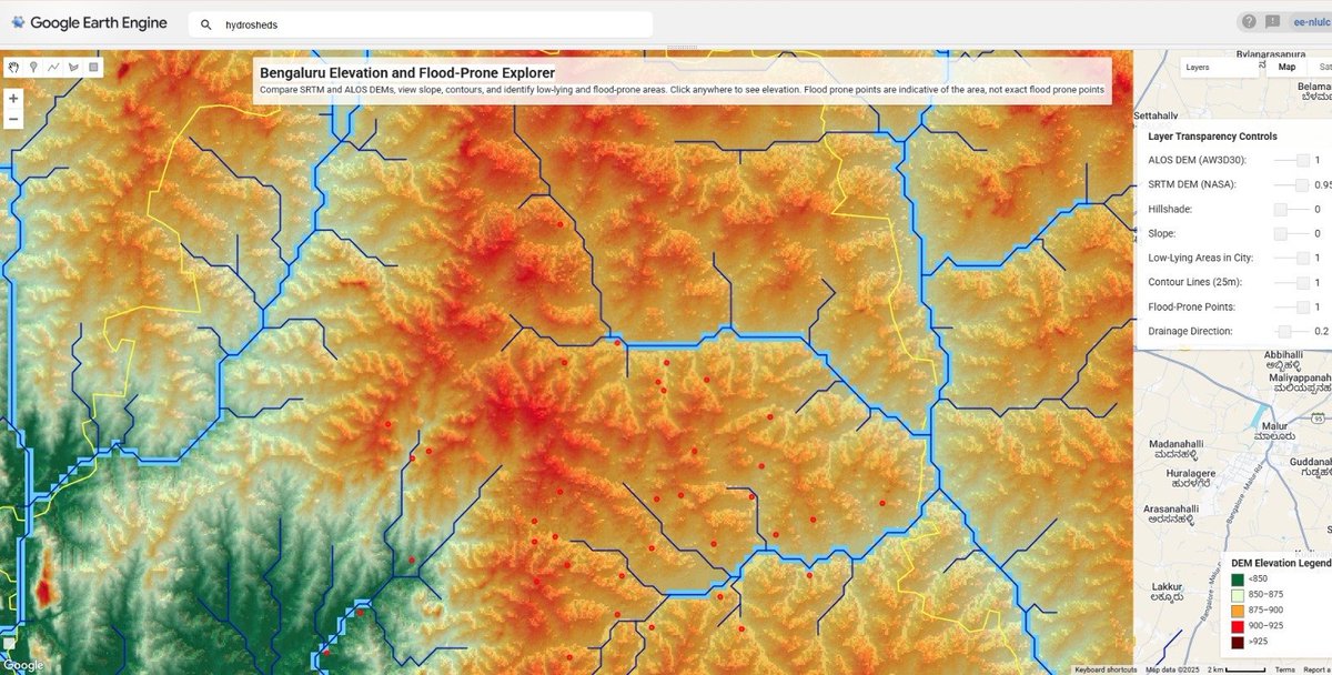 nsashi's tweet photo. #bengalururains Image showing the terrain of Bengaluru. Will share the app link shortly. https://t.co/ph7NvBTIyY