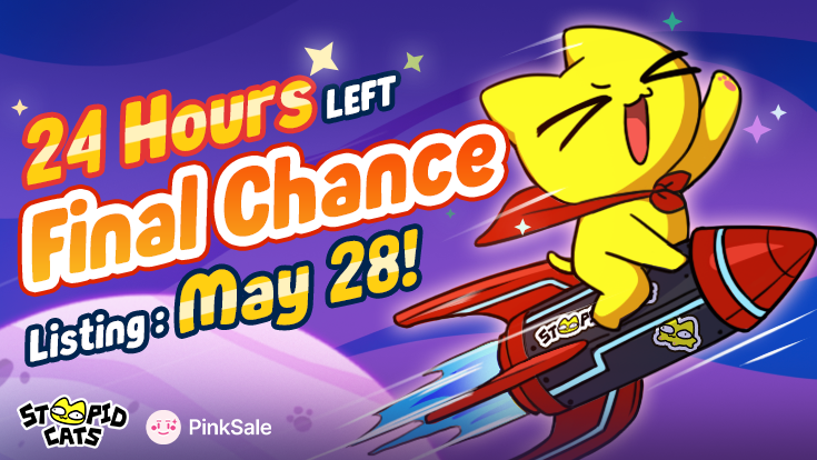 24 Hours Left. Final Chance.
$STOCAT Listing May 28.

You’ll either say 
“Glad I did.” Or “I should’ve.”
There’s no in-between.

Join the #BeStoopid movement.