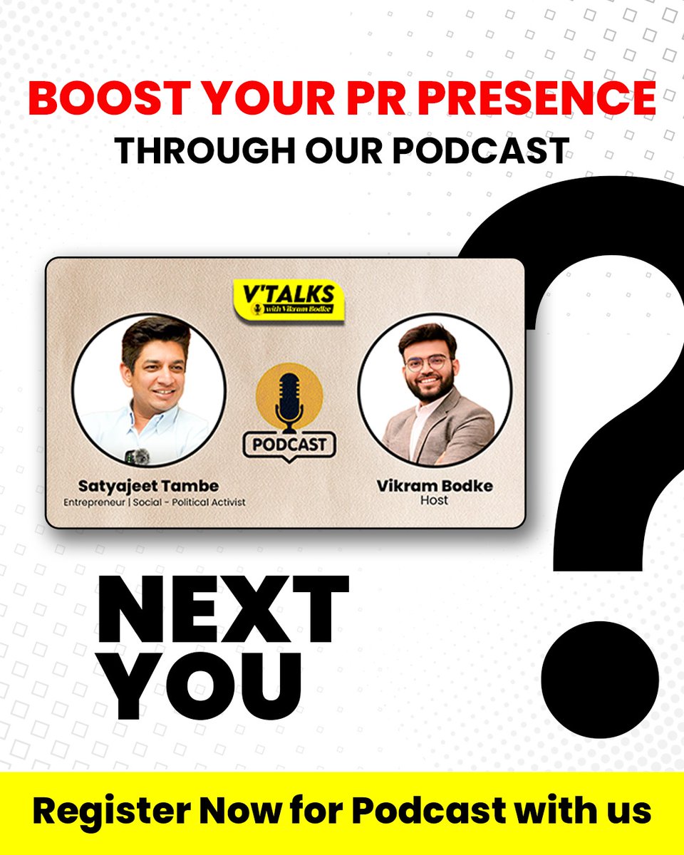 vikrambodke09's tweet photo. Amplify your brand, share your journey, or build credibility in your industry? 🎙

#vtalks #vikrambodke #podcastindia #brandbuilding #prstrategy #digitalcredibility #entrepreneurstories #contentmarketing #indianpodcast #influencermarketing #businesstalks #startupjourney https://t.co/Th0CYyM8MY
