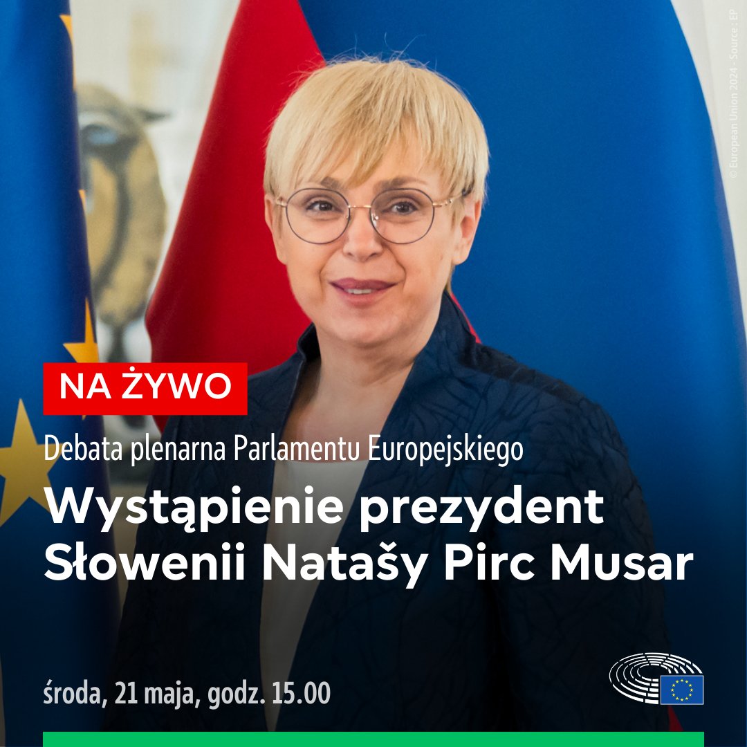 Parlament Europejski w Polsce (@europarl_pl) on Twitter photo 🔔 🇪🇺 Dziś rozpoczyna się sesja plenarna Parlamentu Europejskiego w Brukseli! Podczas uroczystego posiedzenia PE, które rozpocznie się o godz. 15.00, prezydent Słowenii 🇸🇮 Nataša Pirc Musar <a href="/nmusar/">Nataša Pirc Musar</a> przedstawi swoją wizję UE. Transmisja NA ŻYWO: europa.eu/!bvKbQX 🔔 🇪🇺 Dziś rozpoczyna się sesja plenarna Parlamentu Europejskiego w Brukseli! Podczas uroczystego posiedzenia PE, które rozpocznie się o godz. 15.00, prezydent Słowenii 🇸🇮 Nataša Pirc Musar <a href="/nmusar/">Nataša Pirc Musar</a> przedstawi swoją wizję UE. Transmisja NA ŻYWO: europa.eu/!bvKbQX