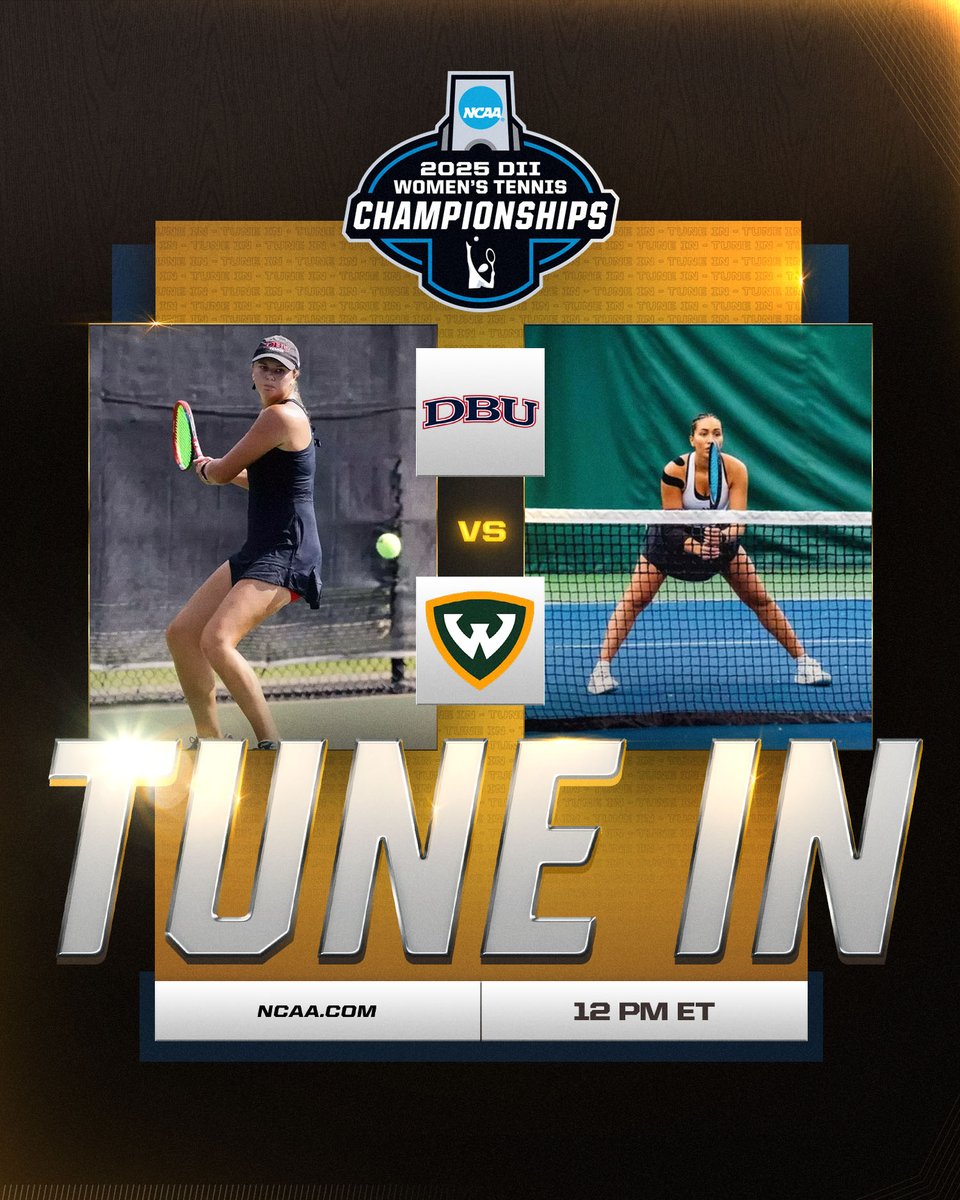 NCAA Division II (@ncaadii) on Twitter photo The #D2WTEN action Starts NOW!
First serve is at noon ET for the First Round afternoon session.
#6 <a href="/DBUAthletics/">DBU Athletics</a> vs #11 <a href="/waynestwarriors/">WSU Athletics</a>
📊b.link/0521d2wten
#MakeItYours | on.ncaa.com/25d2wten The #D2WTEN action Starts NOW!
First serve is at noon ET for the First Round afternoon session.
#6 <a href="/DBUAthletics/">DBU Athletics</a> vs #11 <a href="/waynestwarriors/">WSU Athletics</a>
📊b.link/0521d2wten
#MakeItYours | on.ncaa.com/25d2wten
