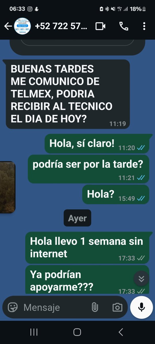 cirehdz's tweet photo. @TELMEXSoluciona llevo más de una semana sin internet, me escriben pero no dan servicio aqui mi numero de reporte#66982811 https://t.co/lESJCpoFGg