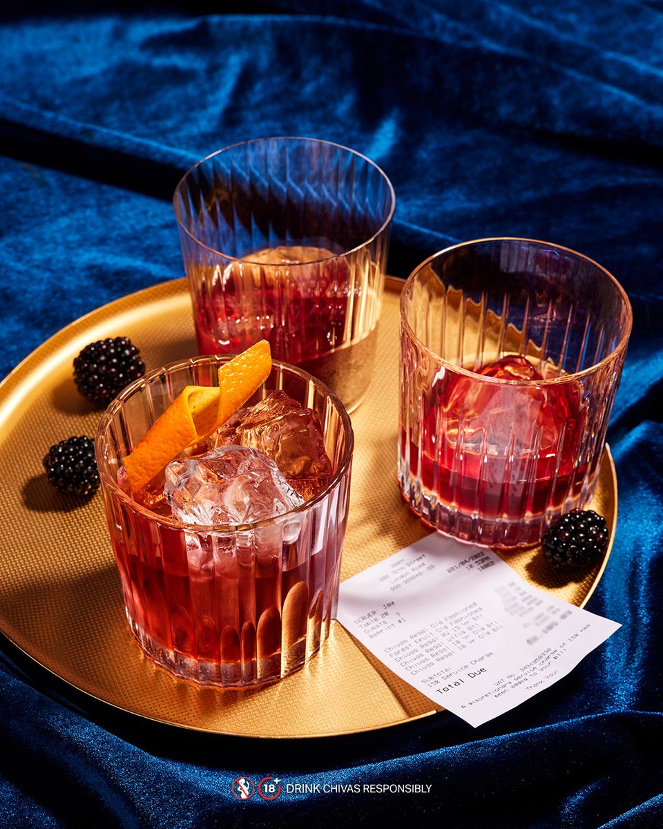 The BlackBerry Old Fashioned, a modern twist on a classic. 

Glasses up to celebrate mid week wins. 

Recipe 
50ml Chivas 18 
10ml Blackberry syrup
3 dashes Peychaud’s bitters 
Garnish with a twisted orange peel

#ChivasRegal #IRiseWeRise