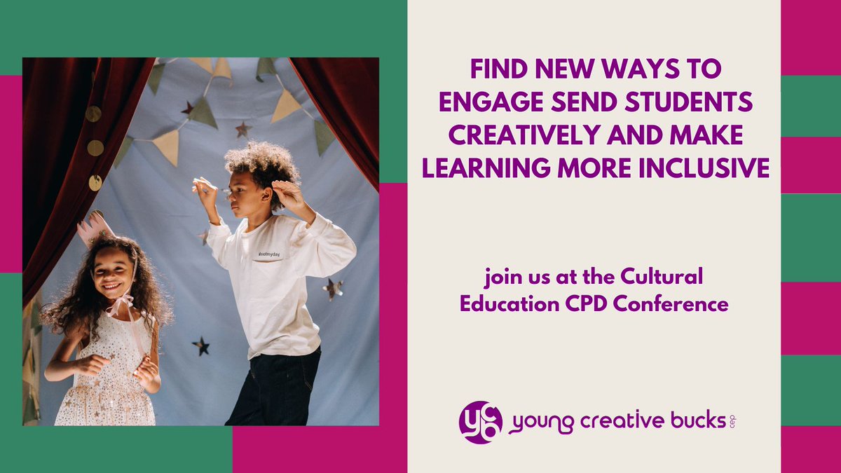 YCBucksCEP's tweet photo. 🌟 SEND Teachers – Find new ways to engage your students creatively and make learning more inclusive!
Join us on Thurs 26 June in High Wycombe.
🎟️ FREE for Bucks teachers | £50 others
👉 https://t.co/X2KoJyQQlZ
#YCBConference2025 #SENDTeaching #InclusiveEducation https://t.co/wXZWmUDpeT