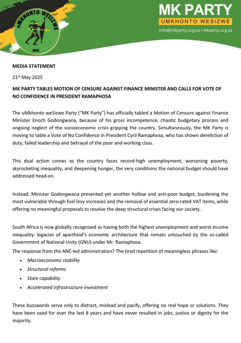 uMkhonto WeSizwe Party (Official) tweet media