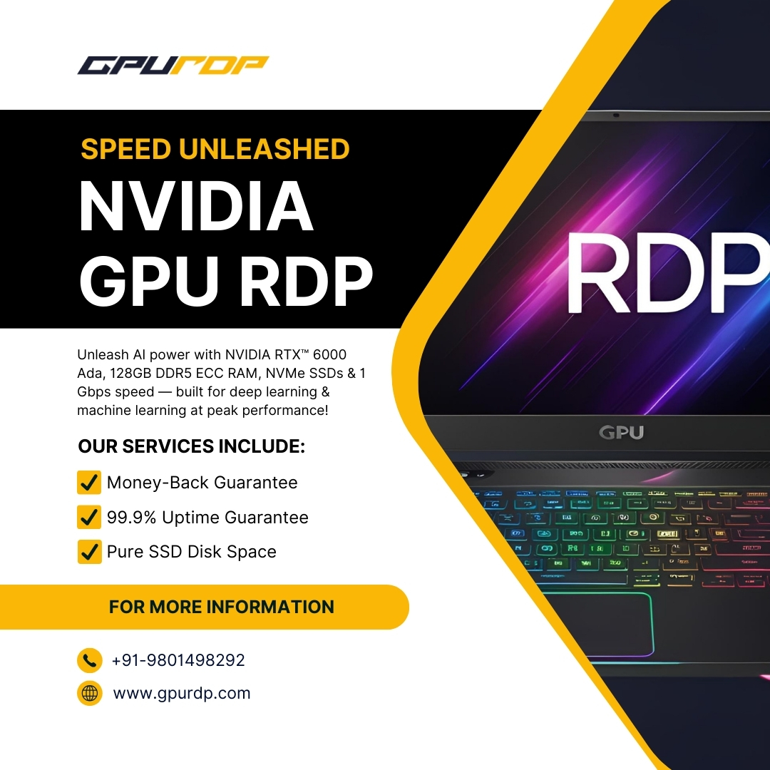 gpurdp's tweet photo. 🚀 Power Up Your AI Workloads with NVIDIA GPU RDP

🔹 RTX™ 6000 Ada | 128GB DDR5 ECC
🔹 2x NVMe SSD (RAID) | 1 Gbps Speed
🔹 Unlimited Bandwidth | Full Root Access
💰 $1499/month – Built for Deep Learning &amp; ML

🌐 https://t.co/U1DjS8ebss
📞 +91-9801498292

#AI #GPURDP https://t.co/USiAJdQIXR