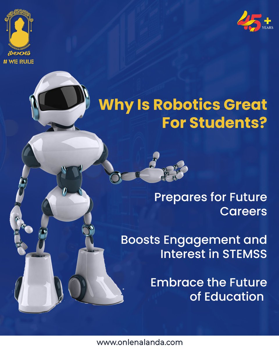 NalandaWe's tweet image. Ready to launch your student's future into orbit? Robotics isn't just a fun class; it's a gateway to incredible STEM careers!
.
.
#LearnWithRobotics #CodingForKids #RoboticsClass #STEMCareers #HandsOnLearning #InnovationInEducation #onlenalanda #nalandaschool #bestschool