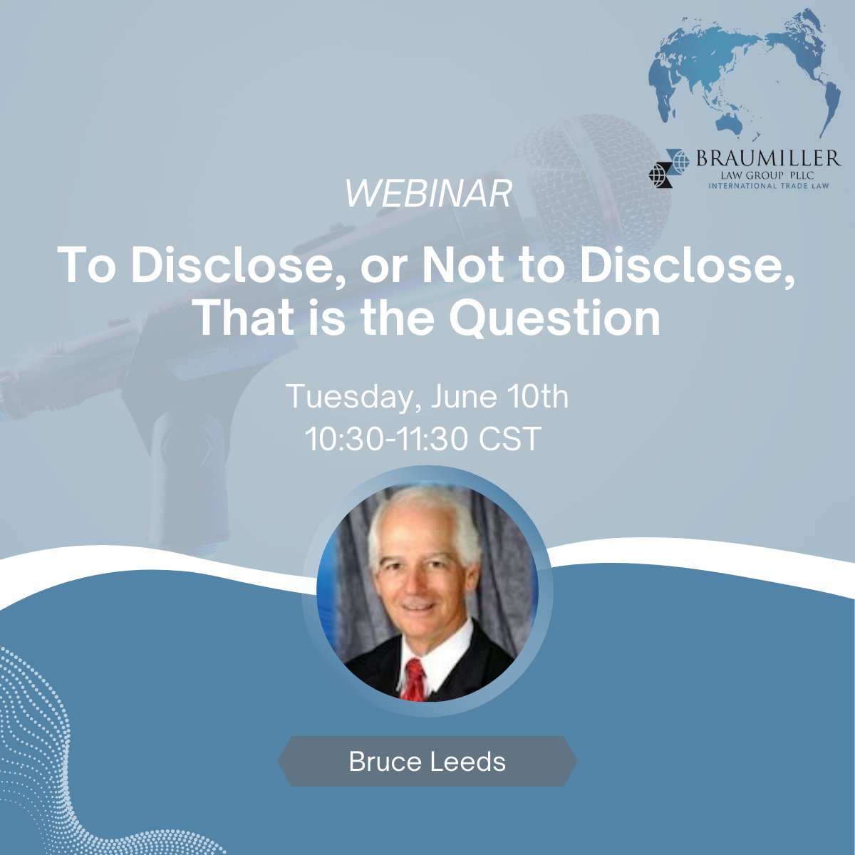Join ICPA and Braumiller Law Group's Senior Counsel Bruce Leeds for a webinar presentation on:

To Disclose, or Not to Disclose, 
That is the Question

Tuesday, June 10th | 10:30 am – 11:30 am CST

Register now: web.cvent.com/event/ee2d56cc…