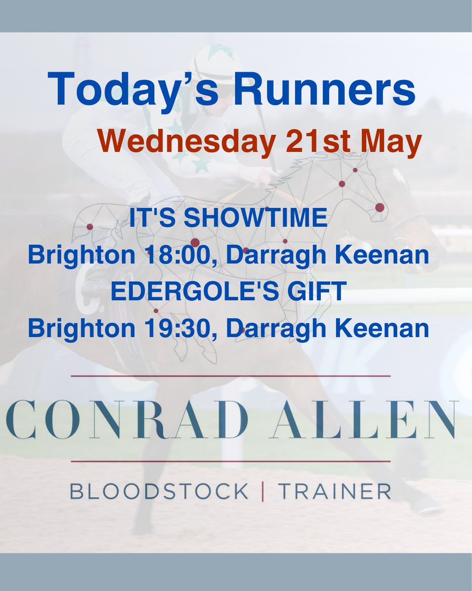 Today, we have two runners at <a href="/BrightonRace/">Brighton Racecourse</a> today. 
🐎
<a href="/DarraghKeenan7/">Darragh Keenan</a>