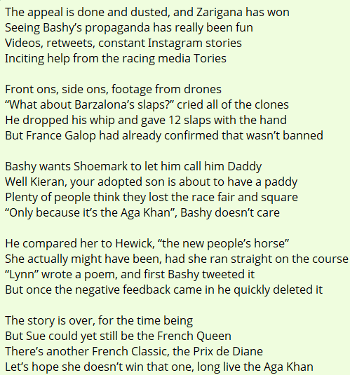 A poem I wrote about the French 1000 Guineas: