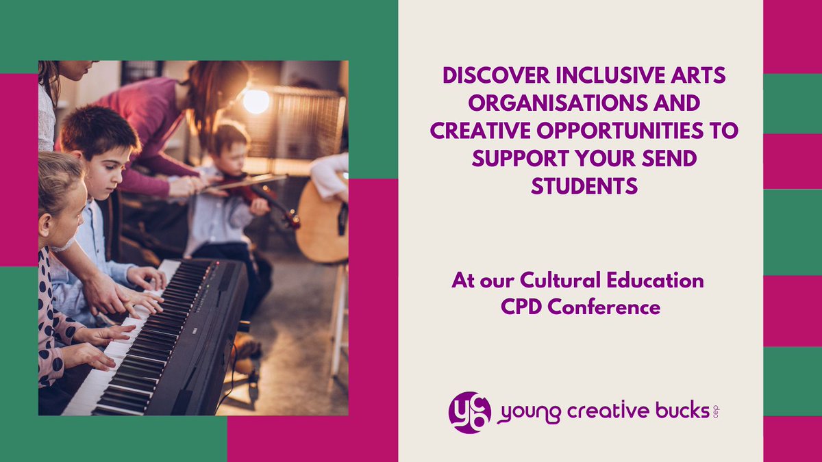 YCBucksCEP's tweet photo. SEND teachers – discover inclusive arts organisations &amp; creative opportunities to support your SEND students!
Join us on Thurs 26 June in High Wycombe.
https://t.co/X2KoJyQQlZ
#YCBConference2025 #SENDTeaching #InclusiveArts #CreativeEducation https://t.co/i33x9FdrPL