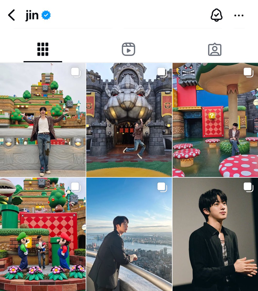 believethv's tweet photo. será que o seokjin gostou de visitar o parque temático do super mario? https://t.co/d7gEgtGEIB