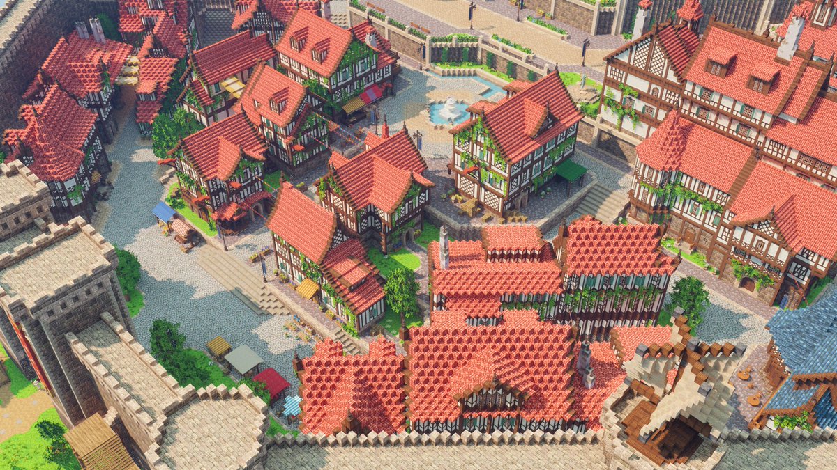 pkpkPONP's tweet photo. 上空から見た城下町のごっちゃり感がお気に入り😆
#Minecraft #MiniaTuria #原神 https://t.co/dXv2y1a4fW