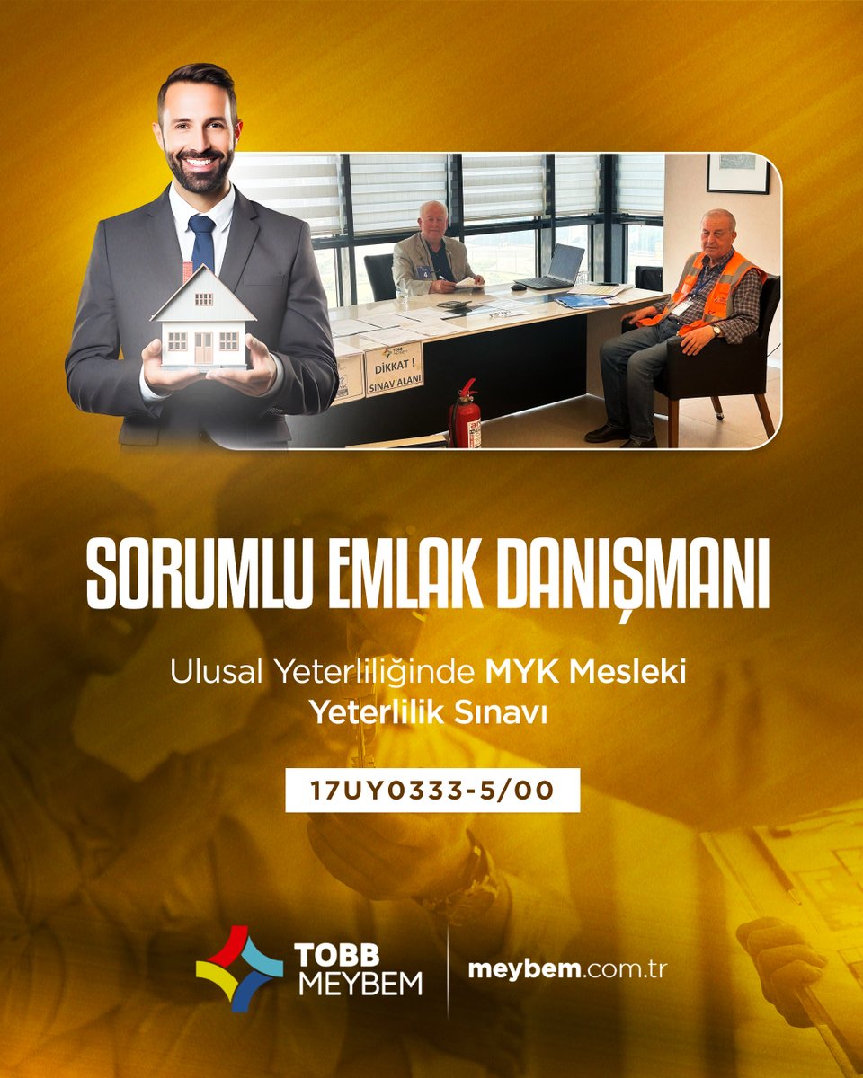 🏢 Sorumlu Emlak Danışmanı MYK Mesleki Yeterlilik Sınavı, Çanakkale Ticaret ve Sanayi Odası’nda başarıyla tamamlandı!
🎯 Mesleki yeterliliklerini belgelendiren tüm katılımcılarımızı kutluyoruz.

📍 Detaylı bilgi için: meybem.com.tr
