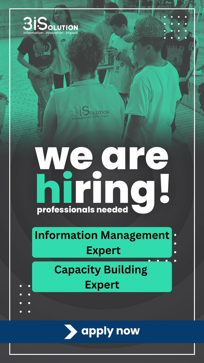 3iSolution3iS's tweet photo. 🚨 We're #hiring! 
3iS is looking for two talented professionals to join our team in #Venezuela :

📊 Information Management Expert
🎓 Capacity Building Expert

Ready to make an impact? 🌍

Apply now 👉 https://t.co/iOFpaB7jhu https://t.co/xGEISvDkl3