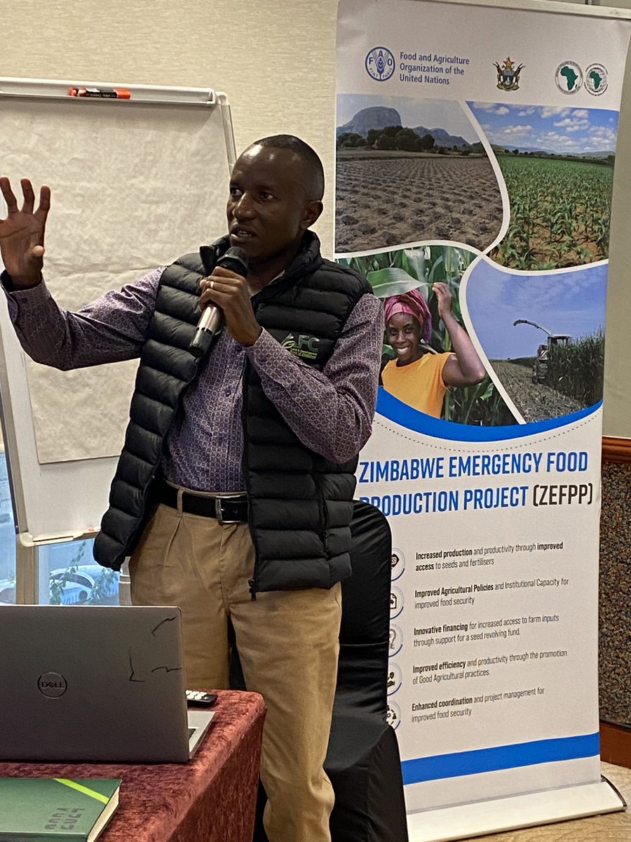 MaminiminiObert's tweet photo. The @AfDB_Group funded #ZEFPP Project Technical Coordination Team meeting reported >90% @AfcHoldings loan repayments by farmers over 2023-2024 winter/summer season. Remarkable achievement given usual loan repayment challenges @FAOZimbabwe @MoLAFWRD_Zim @MarichoMedia https://t.co/STDoO4Aevr