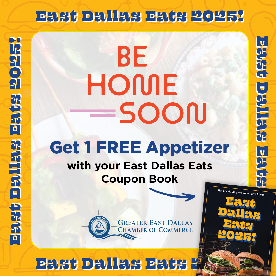 9540 Garland Rd. #407, Dallas, TX 75218
Valid through May 31st
Cozy vibes, craft cocktails, and crave-worthy bites
Support local, savor something new, and help give back—every coupon helps fund a local food pantry.
#EastDallasEats #BeHomeSoonDallas #FreeAppetizer #SupportLocal