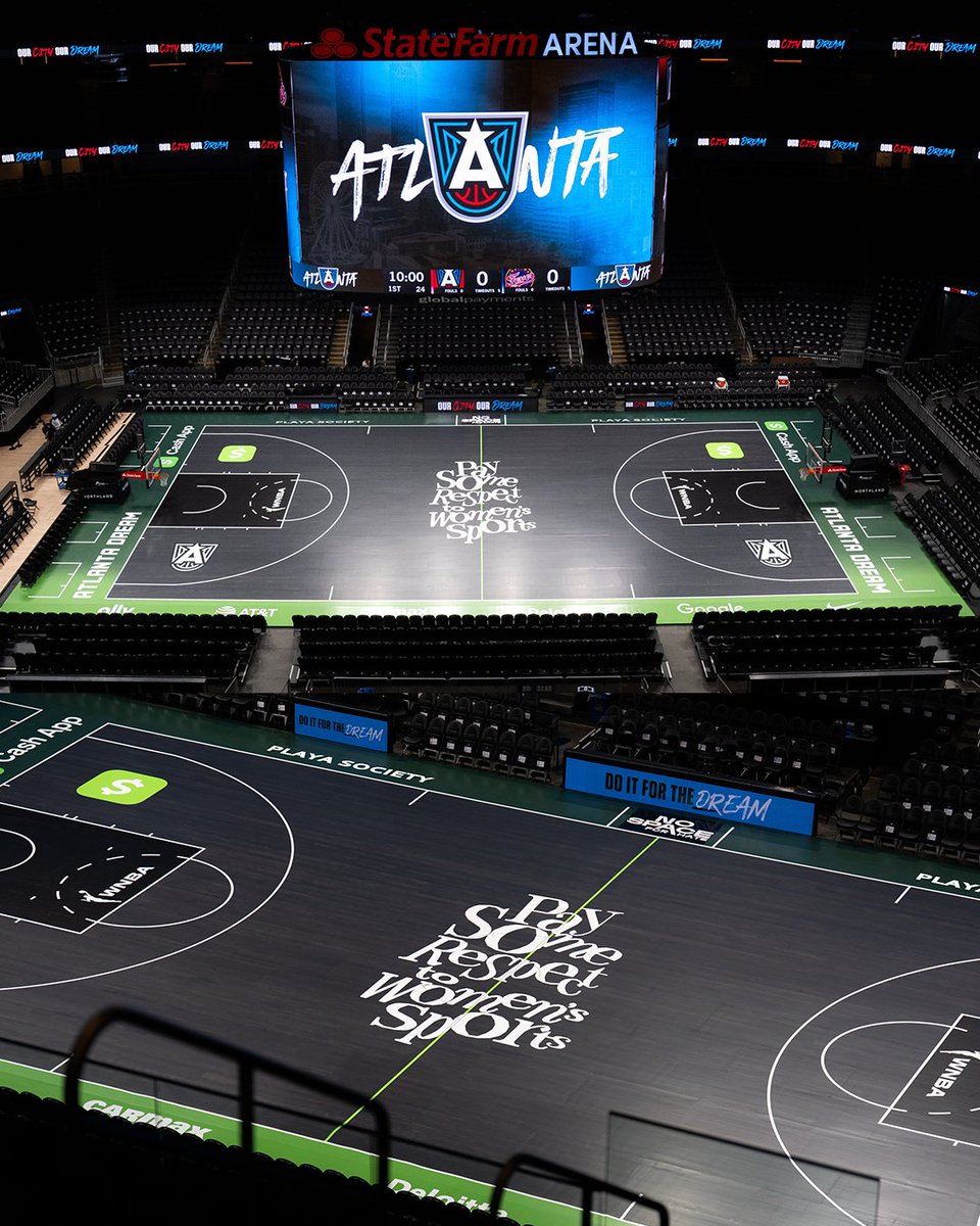 The Atlanta Dream have unveiled a new court design.

Sponsored by CashApp, it says:

Pay Some Respect to Women's Sports