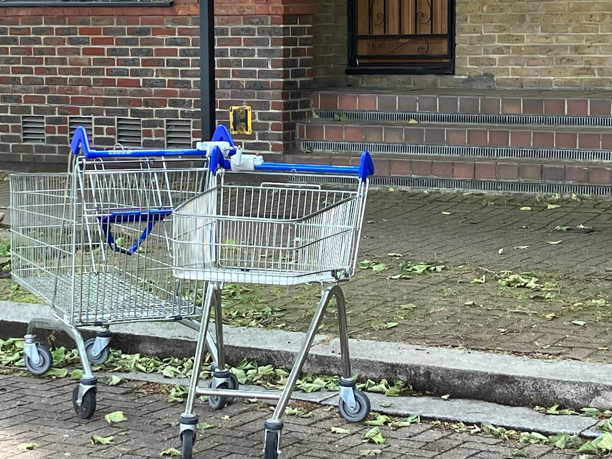 jammyface's tweet photo. @Trolleywise Could you please help? Two Tesco trolleys in a disabled parking bay

Outside no. 49 Greenland Quay
On the south side of Greenland Dock SE16 7RW
They’ve been there for a few days https://t.co/MIaTa2qmhK