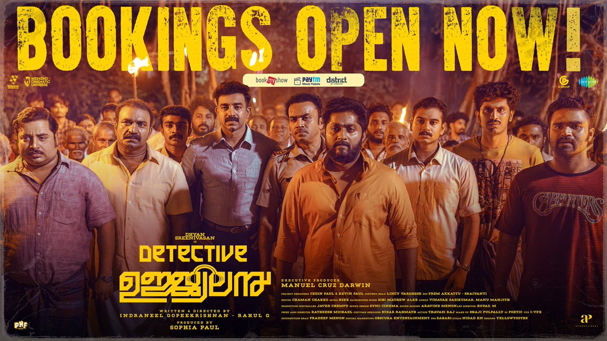 The wait is over! Get ready to meet Detective Ujjwalan and his lovely world. Bookings now live!

#MAY23

#SijuWilson #Dhyansreenivasan #DetectiveUjjwalan #WCU
#WeekendCinematicUniverse #DhyanSreenivasan  #WCU #WeekendBlockbusters #Kudosmedia #Manuelcruzdarwin
#ujjwalancomics