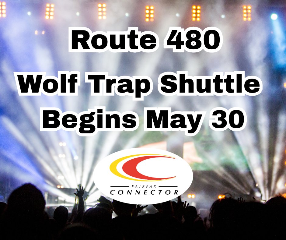 ffxconnector's tweet photo. 🎶 Summer concerts at Wolf Trap are back and so is Connector’s Wolf Trap Express!
Starting May 30, hop on Route 480 from McLean Metro to the Filene Center for just $5 roundtrip.
Details⏩ https://t.co/RAQEHCoNlP
#WolfTrapExpress #Route480 #FairfaxConnector #ConcertSeason https://t.co/uR583WxaoN
