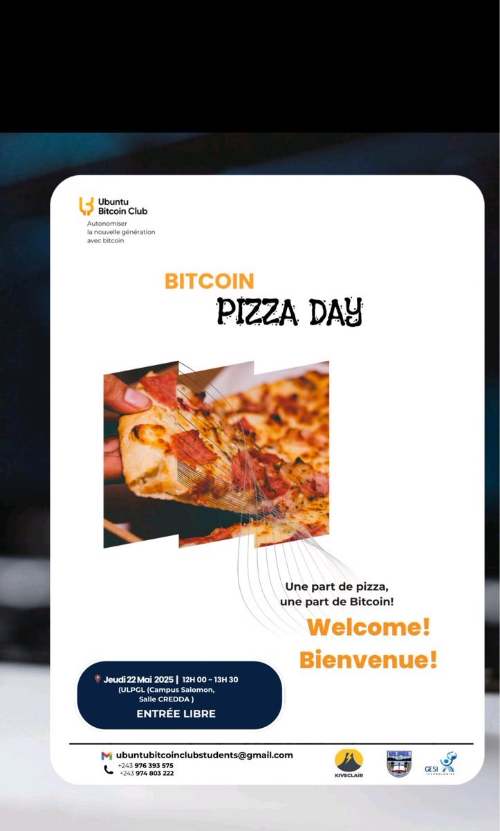 r_tchimera's tweet photo. Bitcoin Pizza Day : une date emblématique !

Le 22 mai 2010, 10 000 BTC ont servi à acheter… deux pizzas.
Demain, je présenterai cette histoire marquante devant les étudiants.

#BitcoinPizzaDay #CryptoAfrica #Blockchain
@21MMforthe21st @SebGouspillou @bridgesats @UbuntuBitcoin https://t.co/79anfYksmw