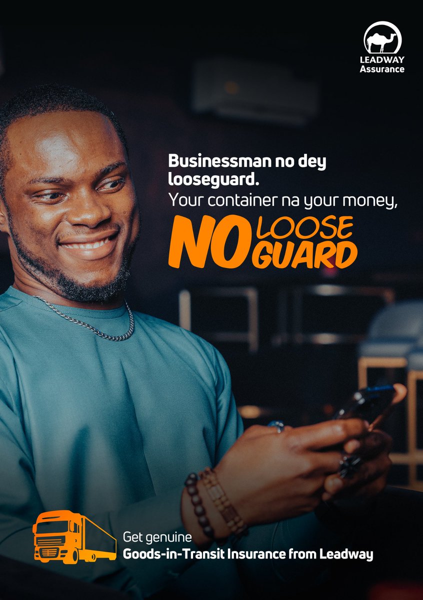 LeadwayInsure's tweet photo. Businessman wey dey serious, no dey looseguard! 💪🏾🙅🏾♂️
Because life comes at you fast, ensure you keep your business secure with Leadway Goods-In-Transit Insurance.
No Looseguard oo!
#ProtectYourInvestment #NoLooseguard #LeadwayAssurance https://t.co/f1iS4Whf6y