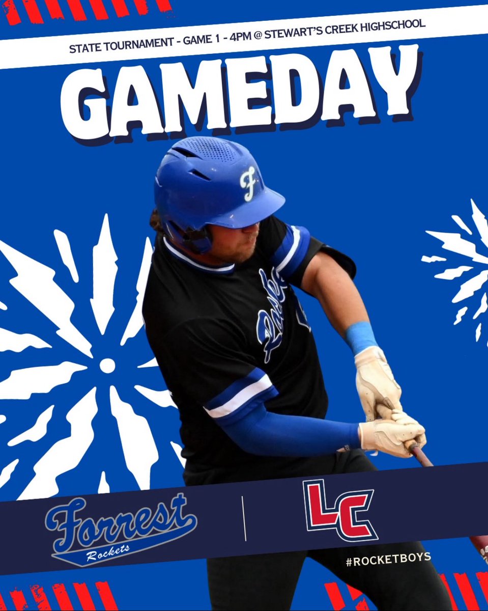 Let’s try this again!

Forrest Rockets Baseball (24-8) is set to square off versus the Liberty Creek Wolves in Game 1 of the TSSAA Class 2A State Tournament. 

Game time is set for 4 pm at Stewart’s Creek High School. 

Ticket information on TSSAA website.

Let’s go #RocketBoys !
